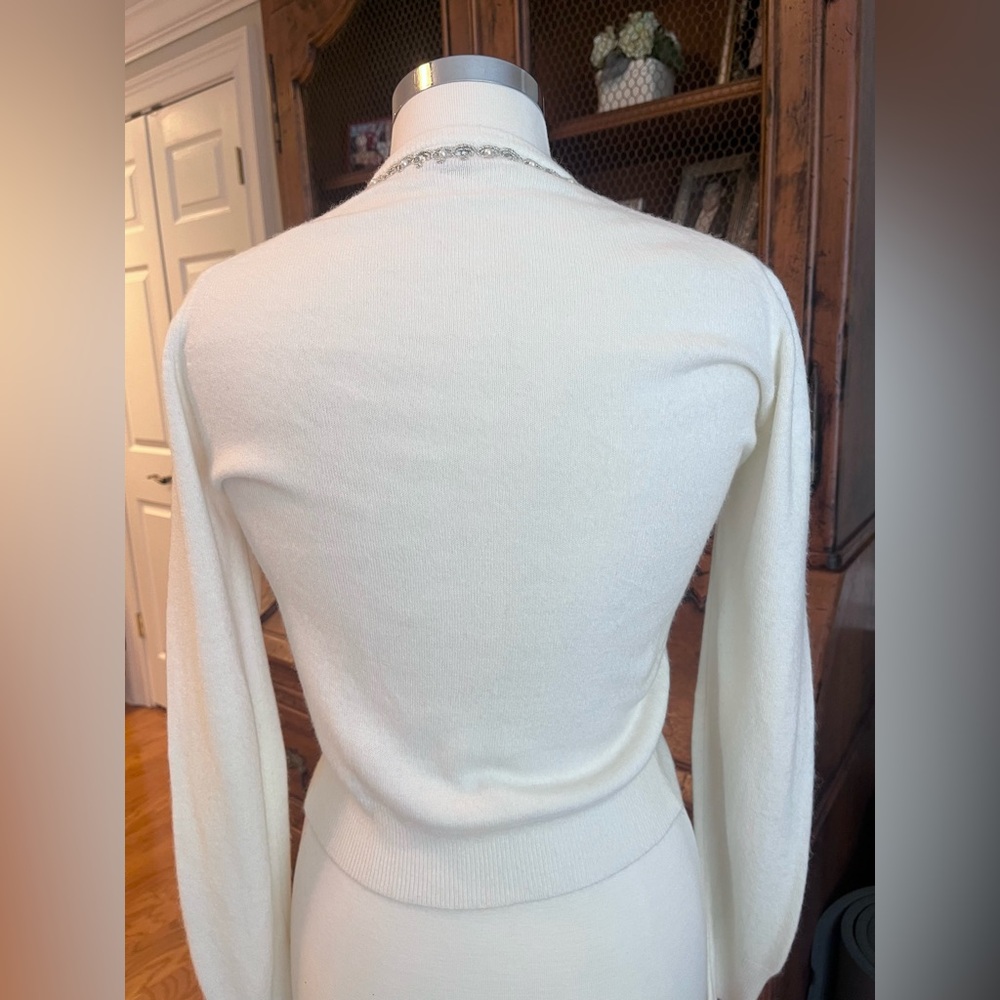 Vintage 1950’s Tobi of California Ivory Beaded Cardigan xs/s - Picture 2 of 9